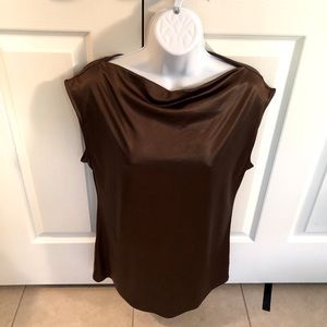 2/$15 Bobeau Brown Satin Drape Top